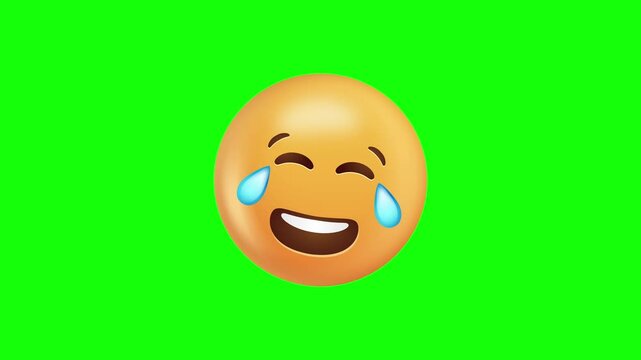 Laughing Tears Emoji On Green Screen.