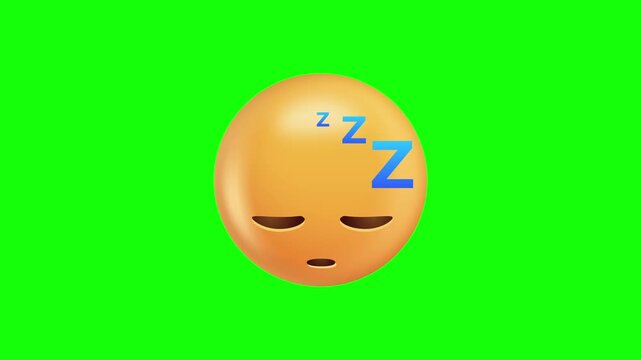 Sleeping Emoji On Green Screen Background.