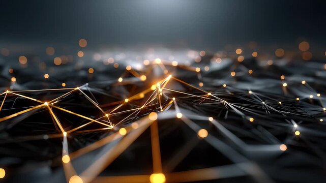 Abstract digital network connection with illuminated nodes
