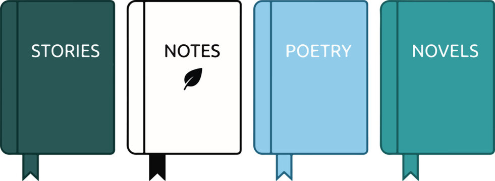 Colorful book genres illustration