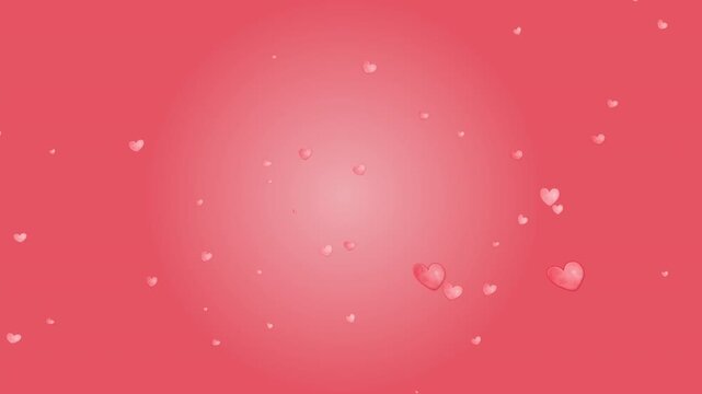 Floating pink hearts red gradient romantic background featuring soft heart shapes drifting across a warm red glow, perfect for love and wedding themes.
