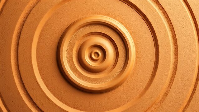 Golden ratio spiral elegantly extending on terracotta pottery, geometric pattern on natural clay.