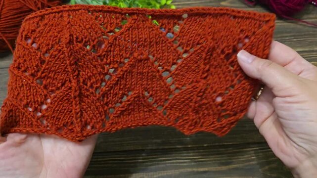 Colorful knitted fabric suitable for home decor, fashion or textile. pattern. Copy space
