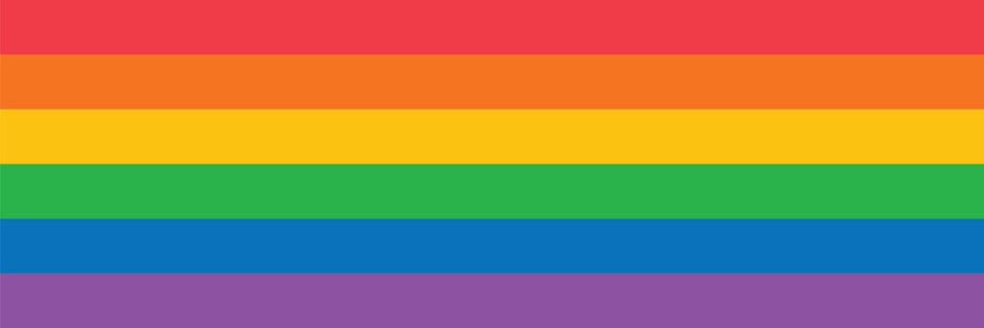 Traditional rainbow pride flag vector. LGBTQ classic six stripe rainbow pride flag vector. Queer flag identity symbol bakground template.