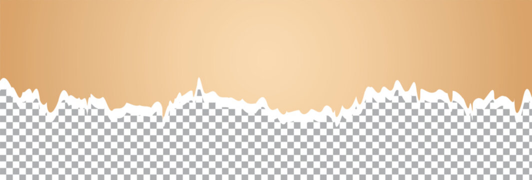 Golden High-quality paper rip overlay effect for digital art. golden torn paper scrap isolated. header in torn paper hole