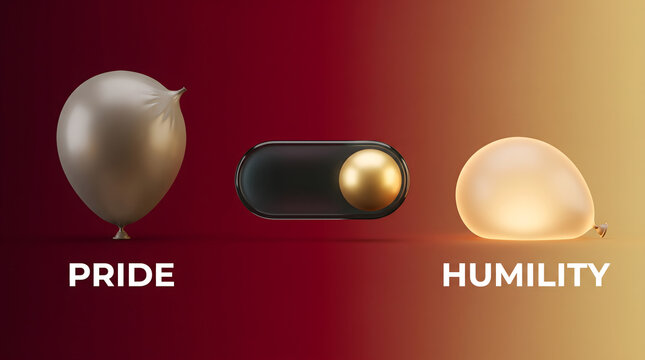 Pride and humility concept with balloons