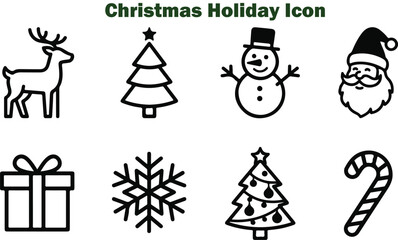 Fototapeta premium Christmas icons on white background. Christmas holiday reindeer. 