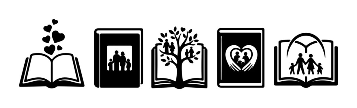 Family Tree Books, Love Stories, Heritage Records, Genealogy Icons, Life Journey