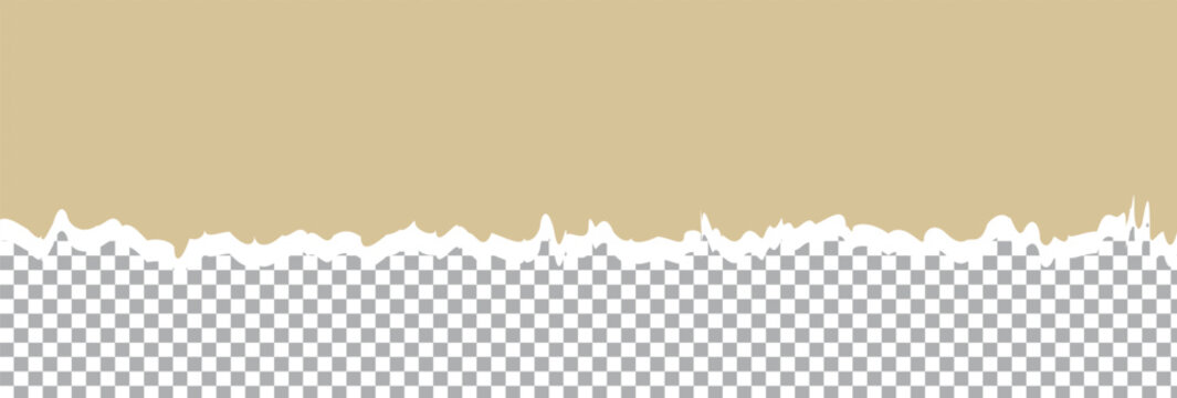 Horizontal torn paper edge. Ripped squared horizontal golden paper strips. orn paper piece isolated. Vector illustration