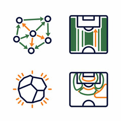 Strategy, Tactics, and Planning Icons: Network, Football, Impact, and Movement © Gunawan