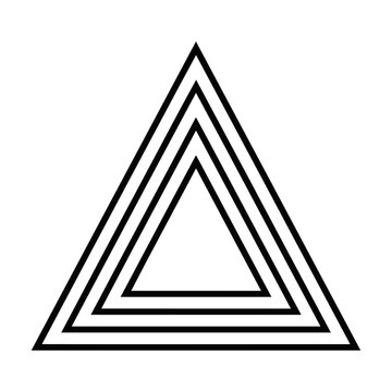 Minimalist equilateral triangle formed by nested black geometric angles on a white background with a balanced abstract design