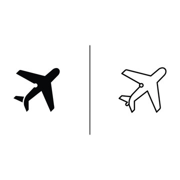 Two airplanes one filled and one outlined side by side