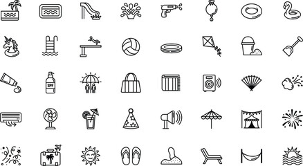 Naklejka premium Summer vacation and beach icons collection holiday