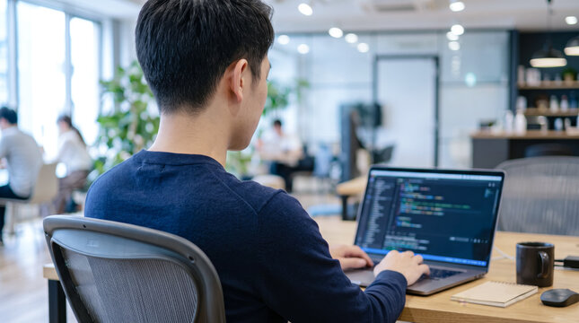 プログラミングや開発業務をする男性システムエンジニア・SE