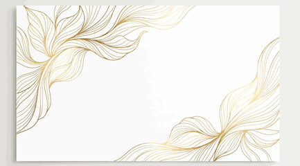 Elegant gold line art floral frame corner border © Saharia