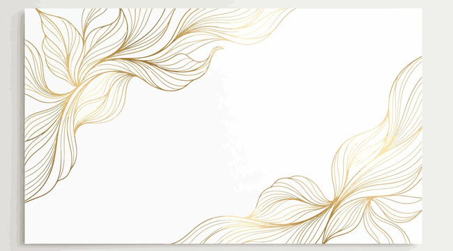 Elegant gold line art floral frame corner border