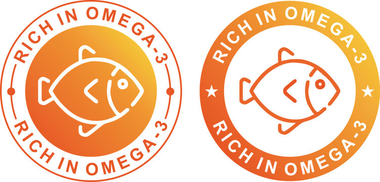 Omega-3 Label. Rich in Omega-3 . Omega 3 . Omega 3 stickers for products