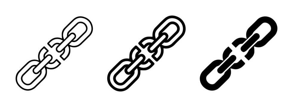 Broken Chain Link Icons, Disconnected Connection Symbol, Severed Link Vector Graphics