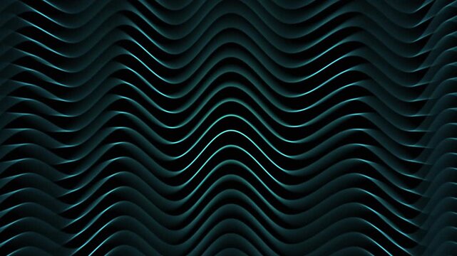 Dark teal wavy ripples with soft light reflection waves. Liquid fluid texture for modern corporate ambient presentation backdrop. Animated fluid design.