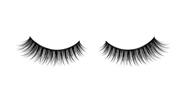 PNG Elegant false eyelashes on white.