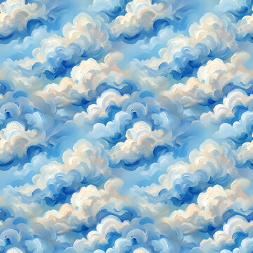 Vast blue sky filled with fluffy clouds during daylight.