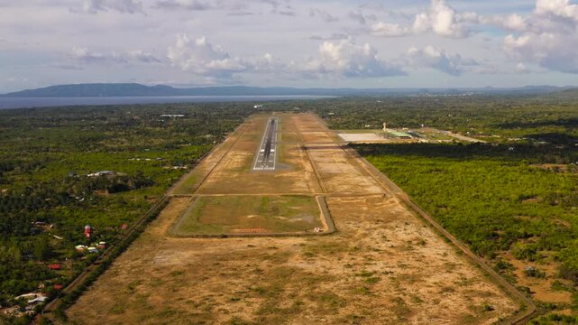 Aerial view of International airport on Panglao Island, Bohol, Philippines.