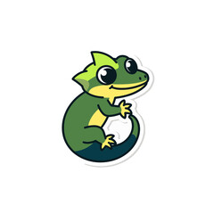 Fototapeta premium Cute cartoon green gecko vector illustration