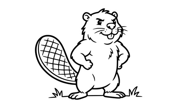 Cute Cartoon Brave Beaver Character Hero Animal Vector Illustration