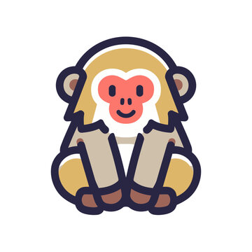 Cute cartoon monkey sitting with hands together