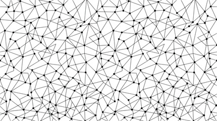Obraz premium Abstract black and white network pattern with nodes and lines on white background