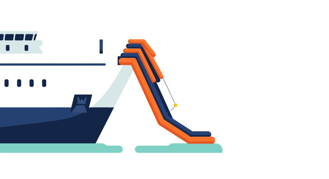 Colorful cruise ship with water slide illustration.