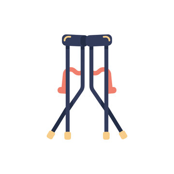 Flat vector illustration of underarm crutches