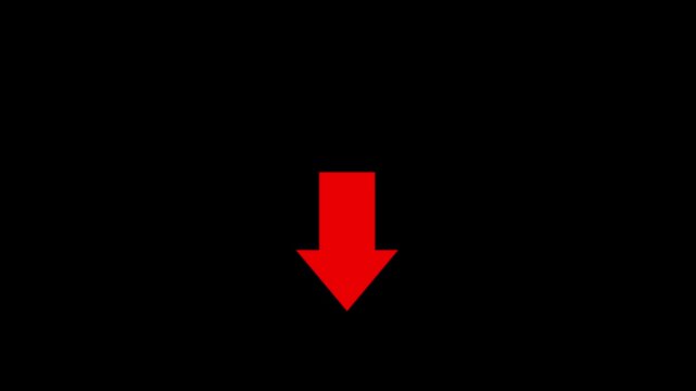 Animated Pulsing Red Arrow Down Icon on Isolated Black Background