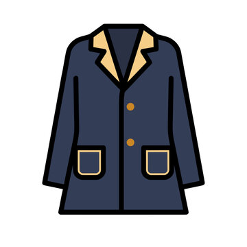 Navy Blue Blazer Jacket Flat Vector Illustration