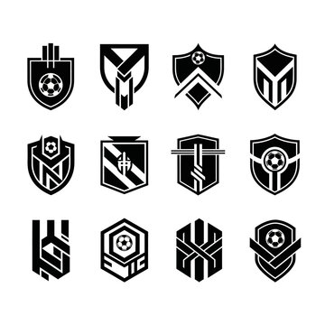 Black and white soccer logos.