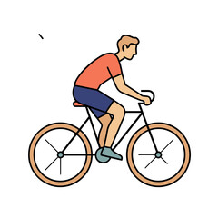 Naklejka premium Flat illustration of a man riding a bicycle