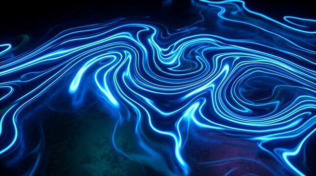 Abstract swirling blue and green energy waves.