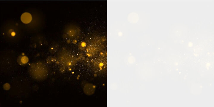 Golden Sparkle Bokeh Overlay with Floating Light Particles, Festive Glitter Effect, Luxury Transparent PNG Decoration