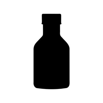 Simple black bottle icon silhouette - Clean silhouette of a black bottle icon, minimalist design for use in graphics and web layouts.