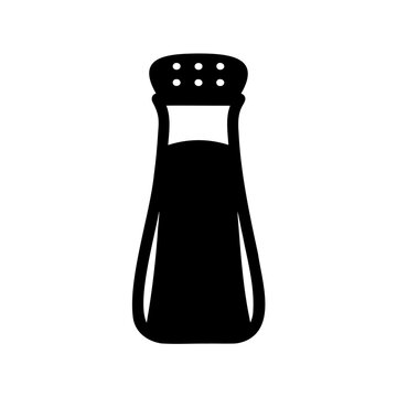 Black pepper shaker icon silhouette style - Minimalist black silhouette style pepper shaker icon with salt top, perfect for food, kitchen, or cooking-related designs.