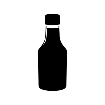 Minimalist black spray bottle with white cap - Clean, simple vector icon of a black spray bottle standing upright with a white cap, perfect for design projects or labeling.