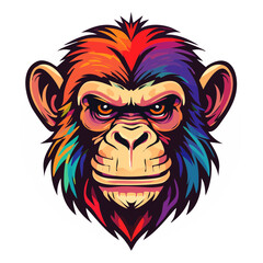Obraz premium Colorful Chimpanzee Head Vector Illustration