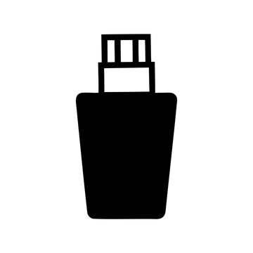 Usb flash drive icon silhouette - Minimalist black USB flash drive icon in simple silhouette style, ideal for tech and digital design projects.