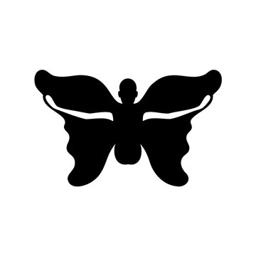 Black butterfly vector icon - Minimalist black butterfly icon with symmetrical wings, perfect for nature, biology, or decorative designs.