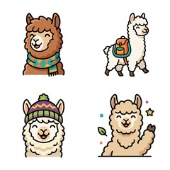Obraz premium Llamas and Alpacas in Various Poses.