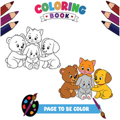 Fototapeta premium Baby Animals Helpful Coloring Page for Kids