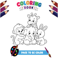 Fototapeta premium Baby Animals Coloring Page for Kids