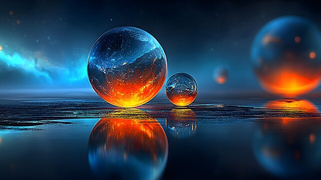 shards suspended mid air reflecting neon lights