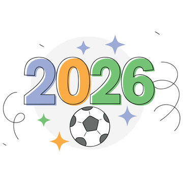 Colorful 2026 World Cup Soccer Celebration Illustration with Ball