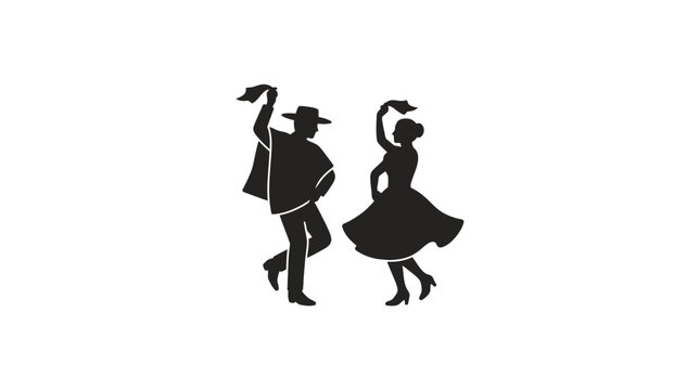 Chilean Cueca Dancers Silhouette